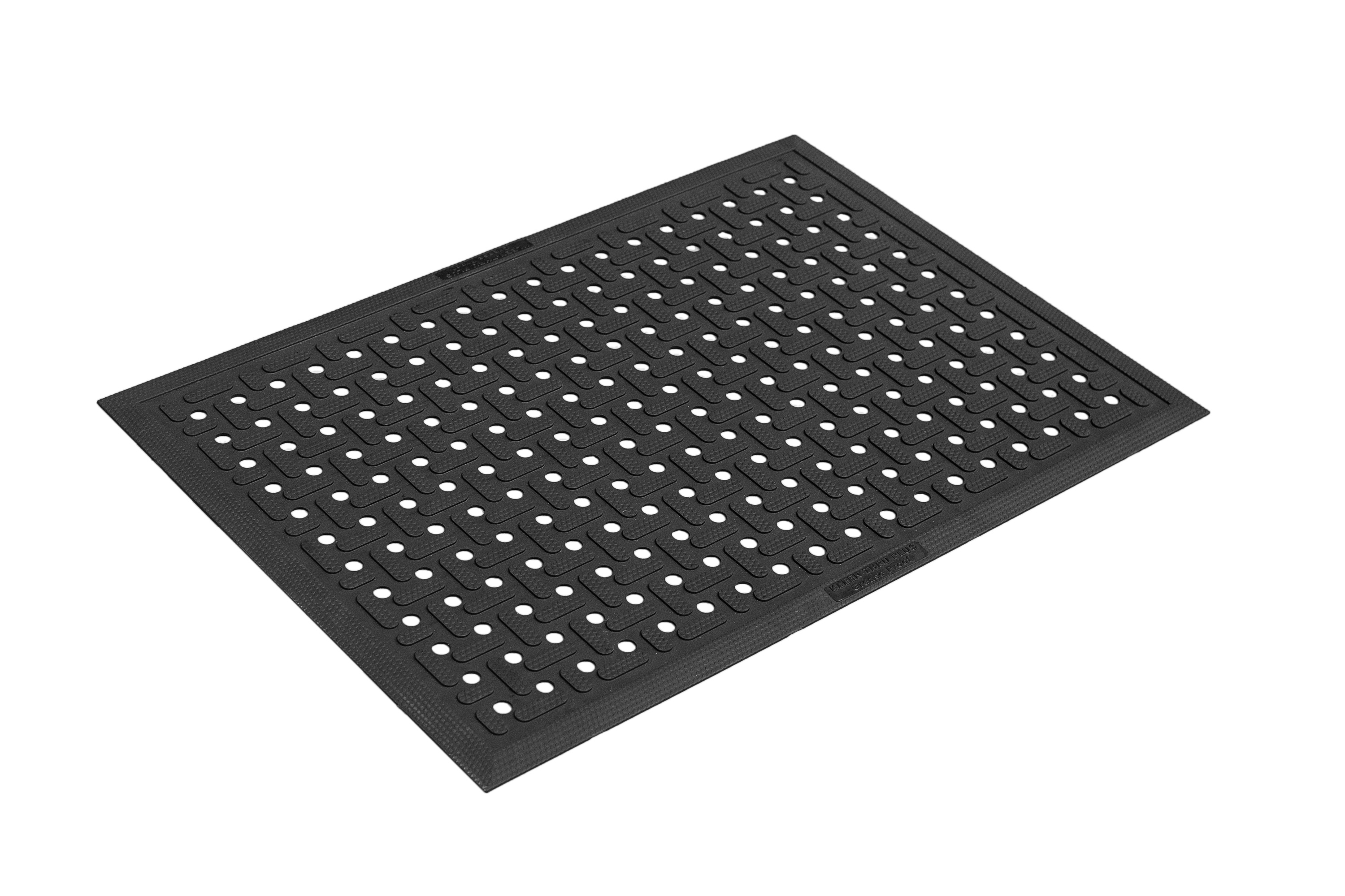 schwarze Gummimatte mit Noppen und Lochmuster im 45° Winkel