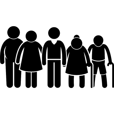 gezeichnetes Icon einer Familie mit unterschiedlicher Altersstruktur gezeichnetes Icon einer Familie mit unterschiedlicher Altersstruktur